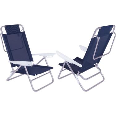 Imagem de Kit 2 Cadeiras Summer Reclinável 6 pos Alumínio Praia Piscina Camping - Mor