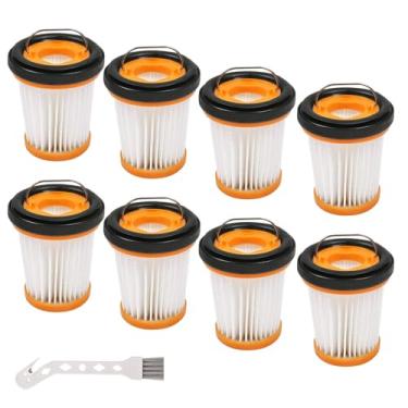 Imagem de Amlits Filtro de substituição WV201 para filtro de vácuo portátil Shark Wandvac ION W1 S87 WV200, WV201, WV205, WV201BK, WV220, compare com a peça # XHFWV200, pacote com 8 filtros e 1 escova de