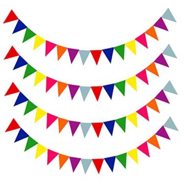 Imagem de Bandeiras triangulares para aniversário, casamento, jardim, festivais, decoração de festa, 4 peças coloridas.