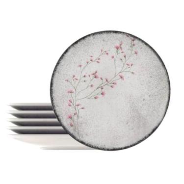 Imagem de Jogo 6 Pratos Rasos Porcelana Floralis Tramontina 25cm Mesa Posta Restaurante Eventos