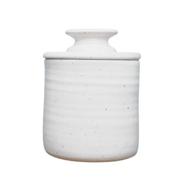 Imagem de Manteigueira Francesa Cerâmica Artesanal Adma Corá Branca