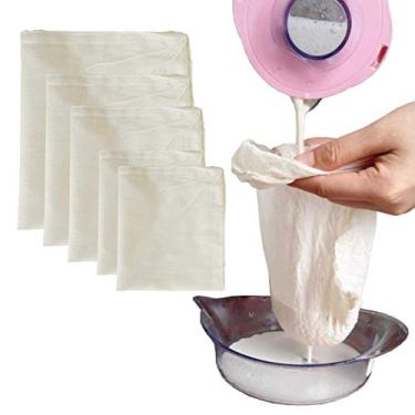 Imagem de AUXIN Sacos de leite de nozes, sacos de gaze 100% algodão, coador de iogurte/café/chá, leite de amêndoa reutilizável, leite de aveia, suco, café frio, grau alimentício, filtro lavável reutilizável