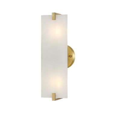 Imagem de BAODEN Arandela de parede dourada moderna 2 luzes meados do século banheiro Vanity Wall Light fosco branco acrílico sombra polo industrial montagem na parede luminária