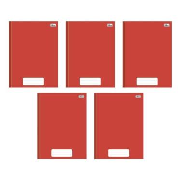 Imagem de Kit com 5 Cadernos de Brochura Pepper Vermelho com 80 Folhas Pautadas Pequeno Escolar Aula