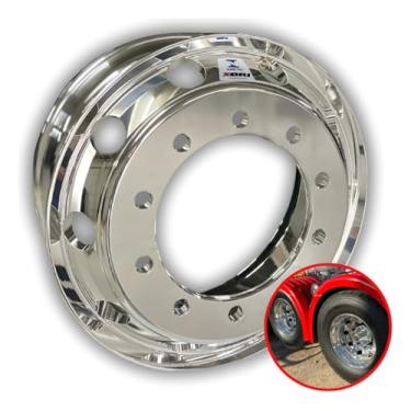 Imagem de Roda de Alumínio para Caminhão, 295/275, Aro 22.5, Polida Alto Brilho, Borda Larga