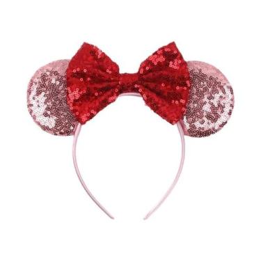 Imagem de Tiara De Orelhas De Rato Com Lantejoulas E Laço Para Meninas Com Pérol