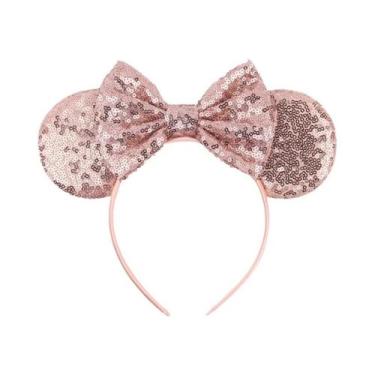 Imagem de Tiara De Orelhas De Rato Com Lantejoulas E Laço Para Meninas Com Pérol