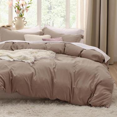 Imagem de Conjunto de capa de edredom Bedsure Khaki Oversized Queen 250x250cm, 3