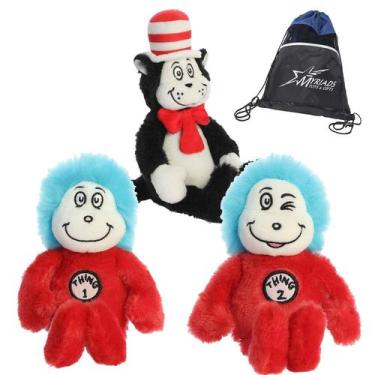 Imagem de Conjunto de pelúcia Aurora Dr. Seuss Cat in The Hat de 20 cm com as co