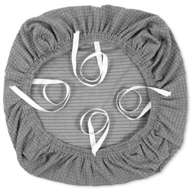 Imagem de Trinkrittey Capa de assento elástica para cadeira de escritório, capa elástica com tiras de amarração, impermeável e lavável na máquina, serve para assentos de 45 a 55 cm, cinza
