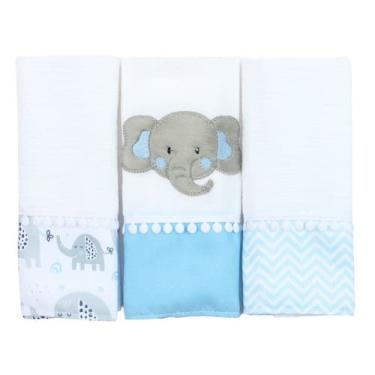 Imagem de Fralda de Boca Elefante Azul 3 Peças - Miguel Baby