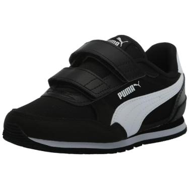 Imagem de PUMA Tênis infantil unissex St Runner Hook and Loop, Preto/branco, 13.5 Little Kid