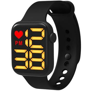 Imagem de Relogio Digital Infantil Led Menino Menina Masculino Feminino Criança De Pulso (Preto)