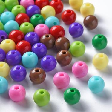 Imagem de 200 peças de contas de acrílico coloridas 8 x 7 mm Chunk Bubblegum contas espaçadoras soltas para fazer joias faça você mesmo amizade pulseira colar brinco miçangas artesanato orifício: 2 mm