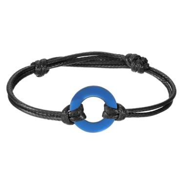 Imagem de PATIKIL Pulseira de estampagem de arruela 21 mm/0,83", pacote com 5 pulseiras de arruela de aço inoxidável em branco com nó deslizante ajustável para fazer você mesmo, acessórios artesanais, preto +