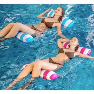 Imagem de Boia Rede Flutuante para Piscina – Espreguiçadeira Inflável Portátil em PVC e Nylon | Leve, Confortável e Ideal para Relaxar na Piscina ou Praia