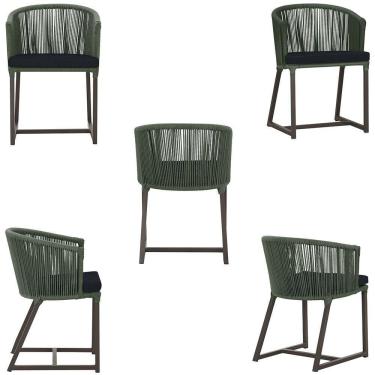 Imagem de Cadeira De Jantar Noronha Alumínio Marrom E12 Trama Original Verde