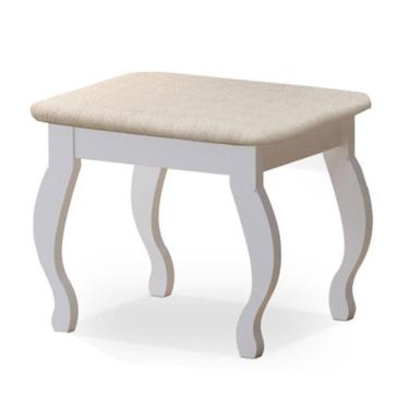 Imagem de Banqueta Almofadada Para Penteadeira Camarim Branco - Móveis Luapa Branco