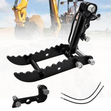 Imagem de BBTEQEKN Polegar hidráulico para miniescavadeira, até 3 toneladas, acessório hidráulico de polegar de 3 furos com 2 mangueiras hidráulicas suporte em forma de L, para escavadeira multifuncional Typhon