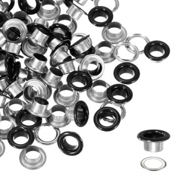 Imagem de YELARXI Kit de ilhós, ilhós de metal, kit de ilhós com arruelas 6 mm 1/10.2 cm encaixe interno redondo para (tecido/sapatos/roupas/artesanato faça você mesmo/bolsa/cinto) conjunto 250 e preto