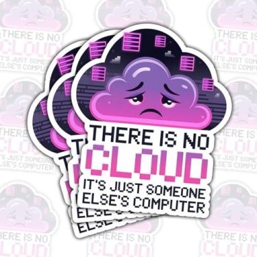 Imagem de Adesivo There is No Cloud (3 peças) – Funny IT Meme for Programmers, Sysadmin, Tech Nerds – Decalque de vinil impermeável para laptop, garrafa de água, capacete – 7,6 cm