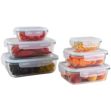 Imagem de Jogo de Potes de Vidro Brinox com Tampa Retangular Lock & Stock 6 Peça