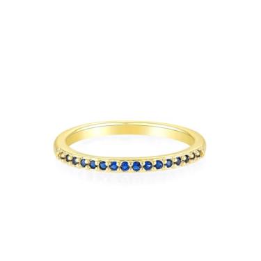 Imagem de Vesitim Anéis Eternity para mulheres, anéis de ouro, pedra do mês de nascimento empilhável, joia tamanho 5-10, 8, Prata esterlina, Safira sintética