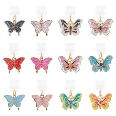 Imagem de SUPERFINDINGS 12 estilos de plugues de poeira de liga esmaltada, borboleta, antipoeira, pingentes fofos USB C charmoso protetor de porta de carregamento de plástico borboleta tipo C para fone de