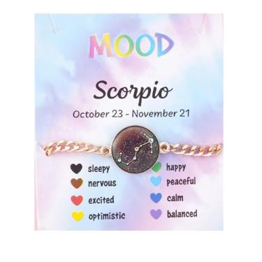 Imagem de COLORFUL BLING Pulseiras do zodíaco para mulheres e homens, 12 constelações, signo que muda de cor, pulseira com pingente de emoção e sensação de temperatura, joia de horóscopo, presente de