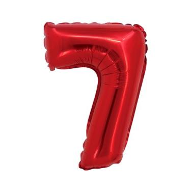 Imagem de BALAO METALIZADO C/CANUDO 16" VERMELHO NUMERO 7