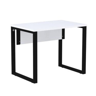 Imagem de Mesa Escritório P25 Tub Pandin 90 Cm Largura Tampo Mdp Branco Pé Aço Tubular Preto