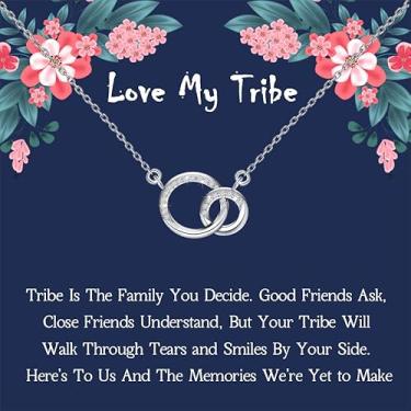Imagem de ENSIANTH Colar de tribo Love My Tribe Gift Inspirational Gift para meninas adolescentes presente de amizade presente tribal presente My Tribe Gift, Small, Metal, Sem Pedra Preciosa