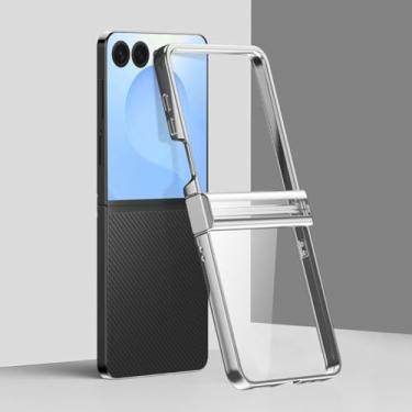 Imagem de Capa transparente de luxo com revestimento eletroplástico para Samsung Galaxy Z Flip 3 4 5 6 7 Zflip7 Flip6 5g (para Galaxy Z Flip7/Prata)