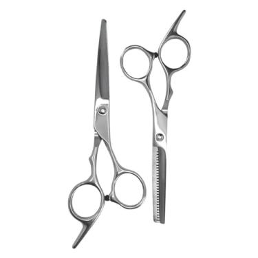 Imagem de Kit De Tesouras Profissionais Inox [Prata] – Tesoura Reta E De Desfiar, Pente, Presilhas E Lenço Em Estojo Portátil, Corte Preciso E Durável Para Cabelos Masculinos E Femininos