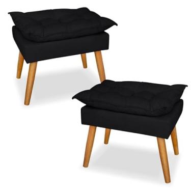 Imagem de Kit 2 Puff Decorativo Opala Bege – Puff Apoio para Pés Estofado Moderno para Sala, Quarto e Amamentação(preto)
