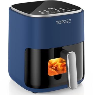 Imagem de TOPZEE Air Fryer 12 em 1, fritadeira compacta e grande de 5,5 litros, calor preciso de 38-204 °C, circulação de ar quente de 360°, 95% menos óleo, refeições rápidas e fáceis, assar, secar, reaquecer