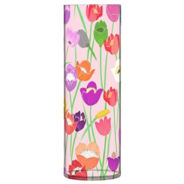 Imagem de JUZIHAI Vaso de flores desenhado à mão para flores 9,9 cm x 30 cm Cilindro de plástico moderno vaso de flores para centro de mesa de casamento decoração de casa