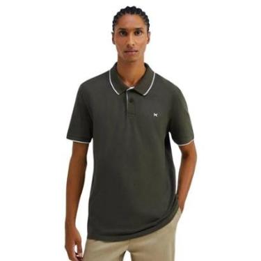 Imagem de Camiseta Hering Polo Básica Masculina Em Piquet Com Bordado Verde Musgo-Masculino