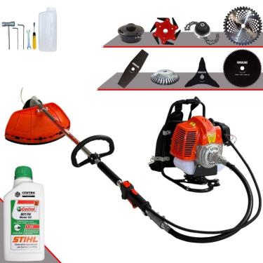 Imagem de Roçadeira Costal Terra GRC430 2T 43cc 1,7HP C/ Carretel + Facas 2 Pontas, 3 Pontas, 6 Pontas, 40 Dentes Vídea, 80 Dentes, Trimmer, Escova + ÓLEO STIHL
