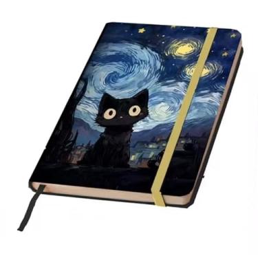 Imagem de Caderno Sketchbook A5 capa dura caderno de desenho TEMA GATOS, Ideal para Criatividade em Cafés e Estúdios Brasileiros(GATO DOS SONHOS,>> folha PONTILHADA)