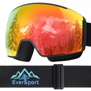 Imagem de EverSport Óculos de esqui para homens e mulheres, óculos de snowboard de visão ampla, óculos de neve OTG antiembaçamento com lentes intercambiáveis - Óculos de revestimento Revo, 100% de proteção UV
