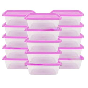 Imagem de Jogo 6 Potes 500ml Transparente Marmita Fitness Organizador Microondas Freezer BPA Free (6 ROSA)