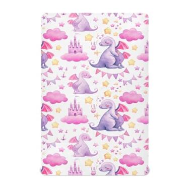 Imagem de SEHANY Lençóis de berço engraçados de dinossauros para meninos e meninas, macio, respirável, elástico, lençol com elástico padrão para bebês de 71 x 132 cm