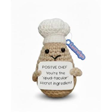 Imagem de Lucreign Positive Crochet Potato Chef - 3.5" Cute Emotional Support Handmade Amigurumi with Inspirational Message Card for Home Office Decor, Encouragement Gift for Women Coworkers Friends