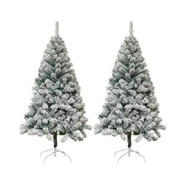 Imagem de Árvore De Natal Artificial De PVC Com Neve Branca Realista Para Decora