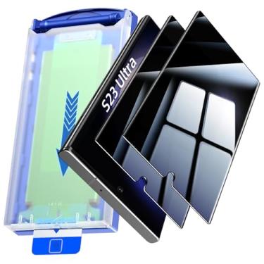 Imagem de Pacote com 2 protetores de tela de privacidade para Samsung Galaxy S23 Ultra 5G de 6,8 polegadas [alinhamento automático/remoção de poeira], filme privado anti-espião curvo 3D, material híbrido 7H
