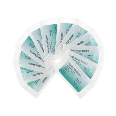 Imagem de Kit De Fio De Sutura De Monofilamento De Nylon Com 12 Agulhas Médicas 
