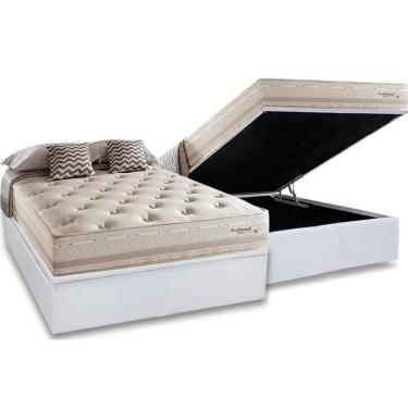Imagem de Cama Box Baú Casal: Colchão Molas Masterpocket Ensacadas Herval Maxspring Scotland + Base Crc Courano White (138x188)