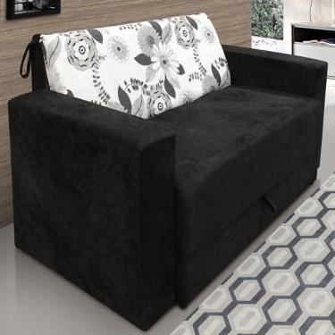Imagem de Sofa Cama Casal Veludo Preto/cinza Floral 5000 Mam Flex