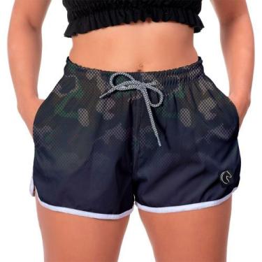 Imagem de Short Feminino Preto Casual Praia Camuflado Verão Academia - W2, PP, P